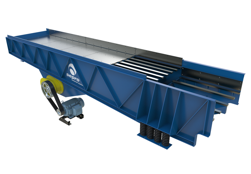 3D Rendering of a 5' x 25' Sepro Heavy Duty Vibrating Grizzly Feeder