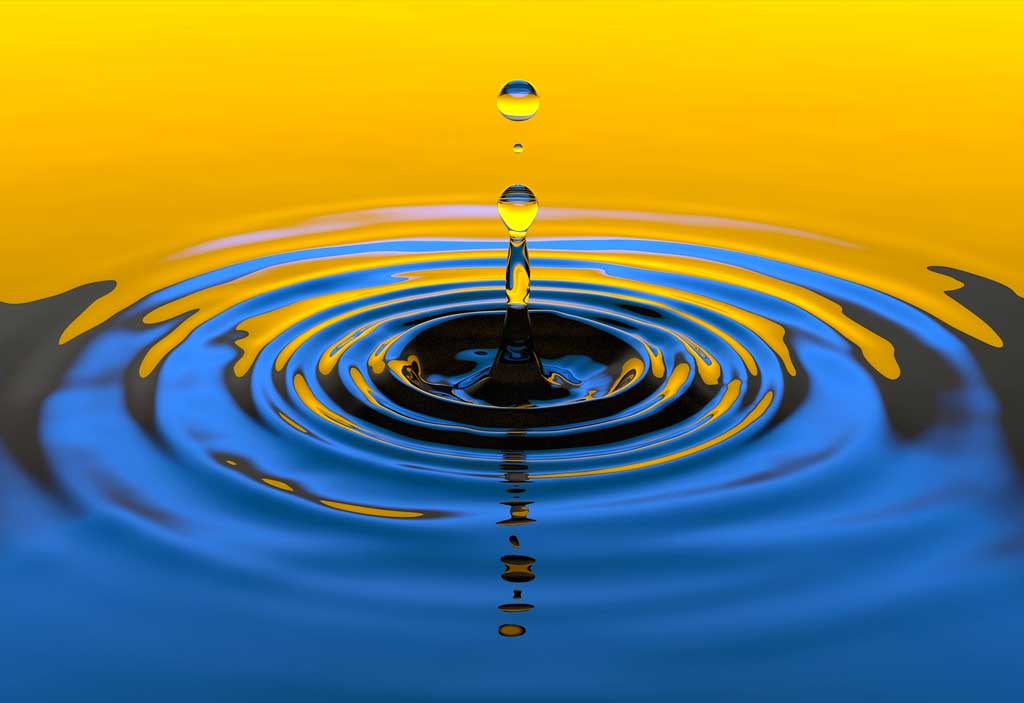 Gravity acting on water droplets